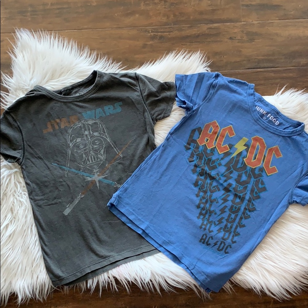 Set of 2 junk food boys T-shirt Star Wars AC/DC
